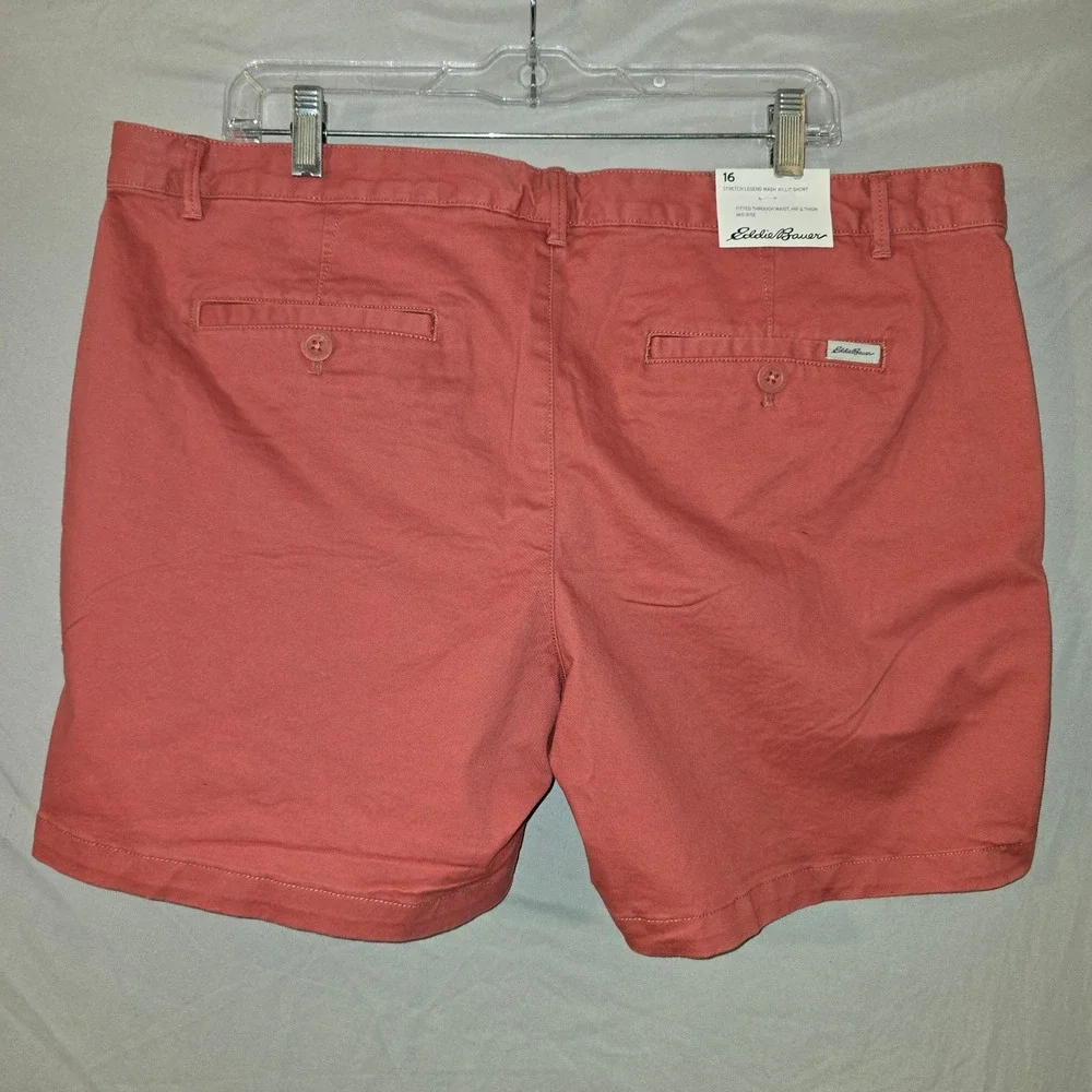 Eddie Bauer Willit Shorts 16 Womens‎ Cayenne Coral Legend Wash Stretch NEW